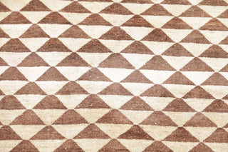 Consigned, Gabbeh Geometric Hand-Knotted Persian Oriental Rug, Brown, 4'9"X3'7"