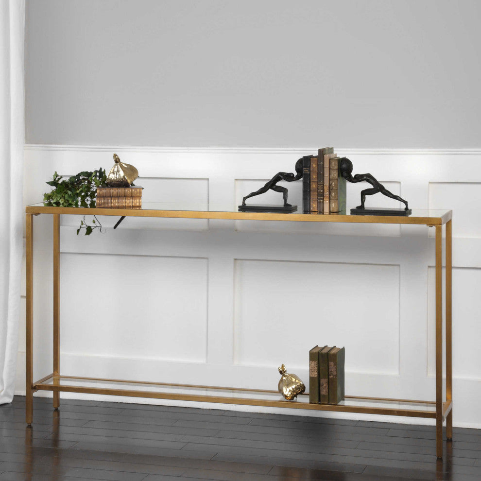 Uttermost Hayley Modern Style Metal Console Table in Gold Finish