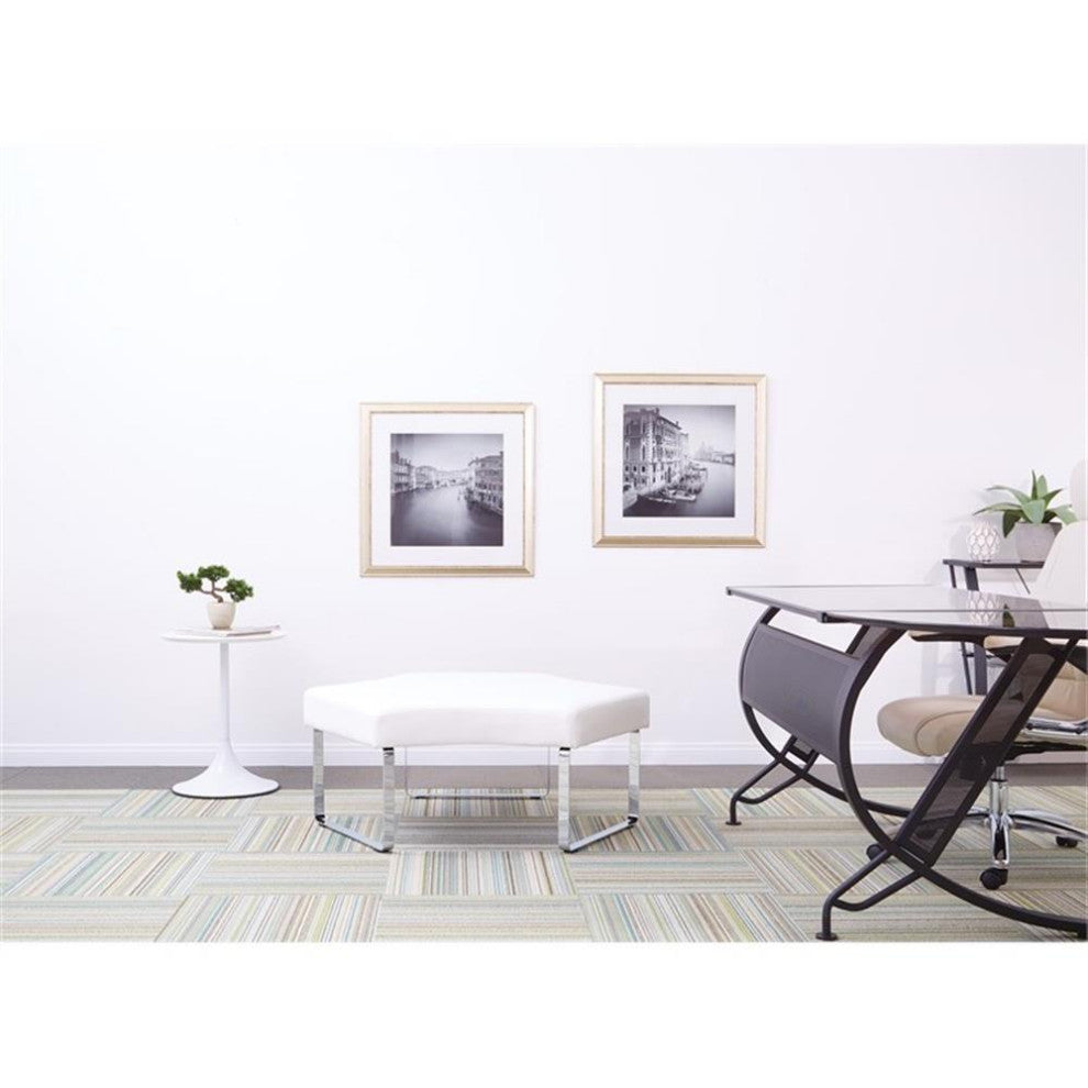Meetup Lounge Module with Chrome Legs in White Dillon Fabric
