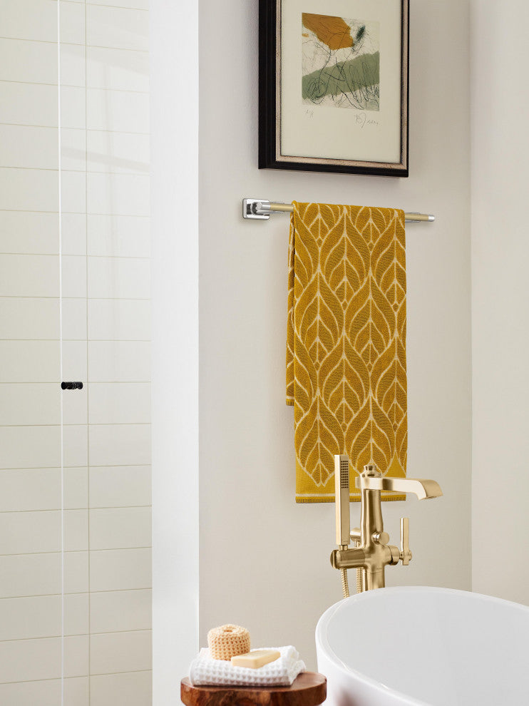 Amerock Esquire Contemporary Towel Bar, Polished Nickel/Golden Champagne, 18" Ce