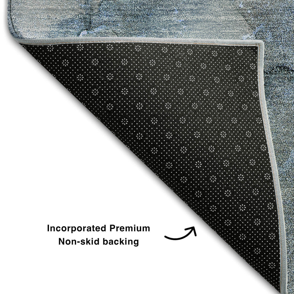 Premium Machine Washable Mayfield AMF520 Blue 10' x 14' Rug
