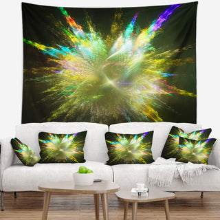 Fractal Explosion of Paint Drops Abstract Wall Tapestry, 39"x32"