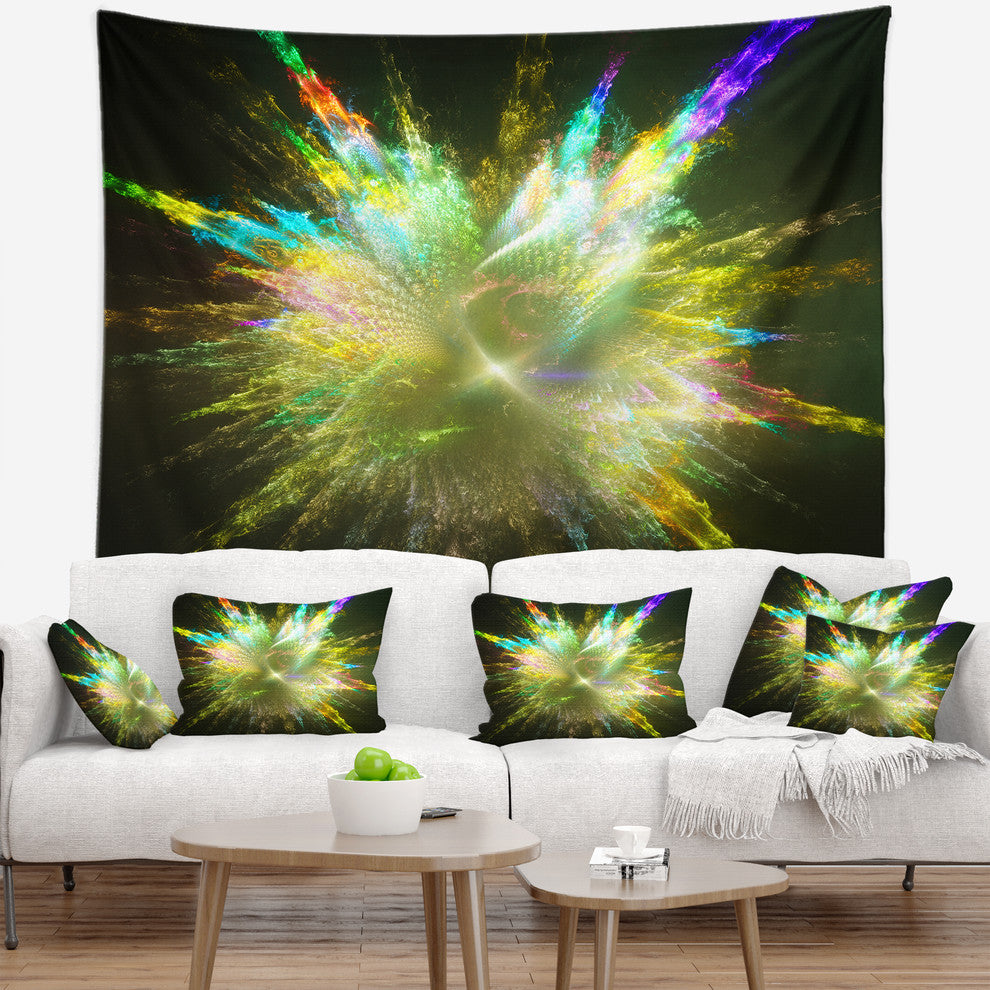 Fractal Explosion of Paint Drops Abstract Wall Tapestry, 39"x32"