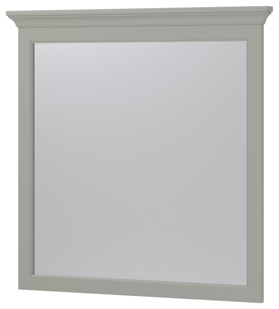 Framed Wall Mounted Bathroom Mirror, Gray;, 32" X 32"