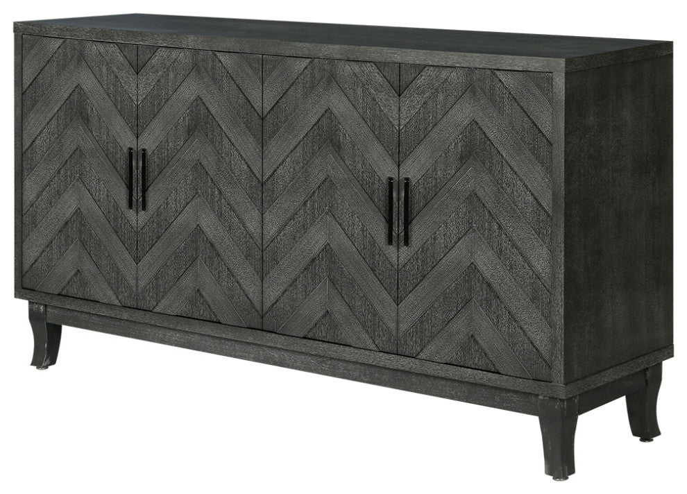 TATEUS Stronger Vintage Style Buffet Cabinet, Lacquered Accent Gray