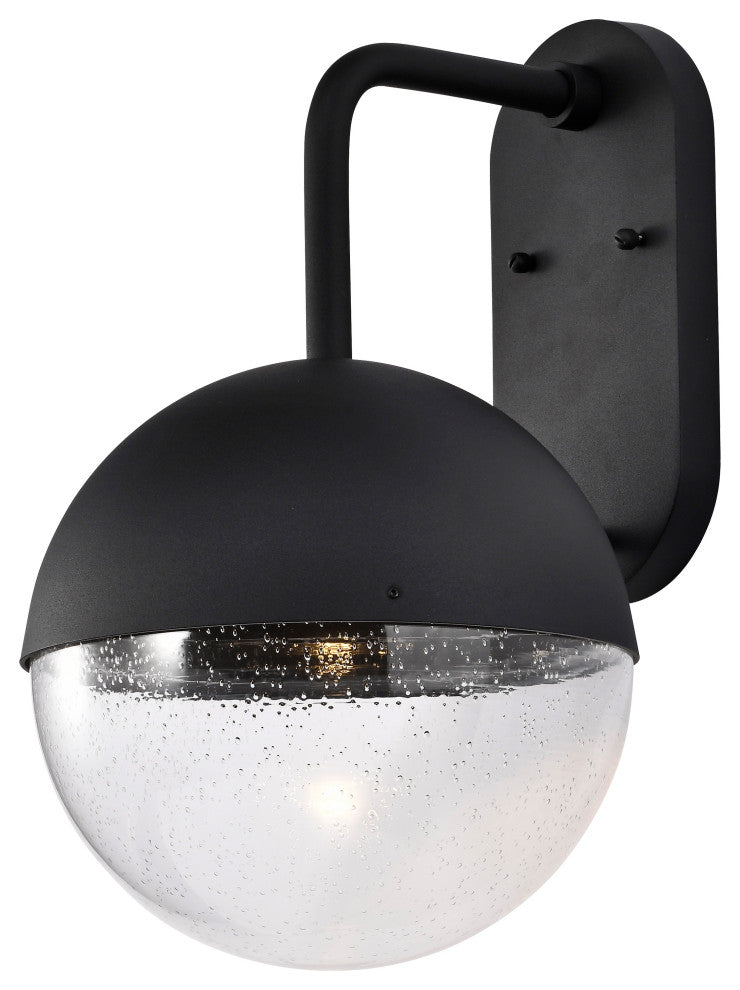 Atmosphere 10W LED Large Wall Lantern, Matte Black/Clear Seeded
