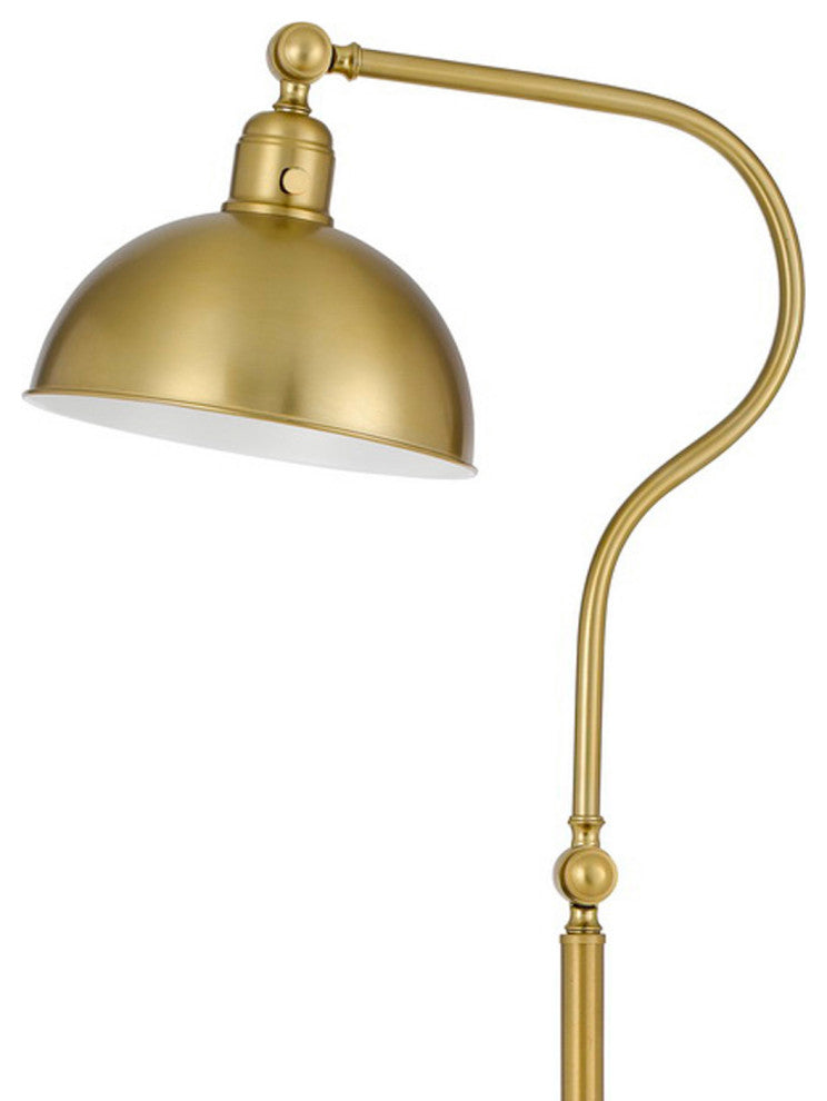 Benzara BM272207 60" Metal Curved Floor Lamp, Adjustable Dome Shade, Brass