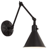 Crystorama Morgan 1-Light Sconce, Matte Black, 13"x23"