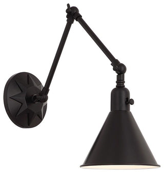 Crystorama Morgan 1-Light Sconce, Matte Black, 13"x23"