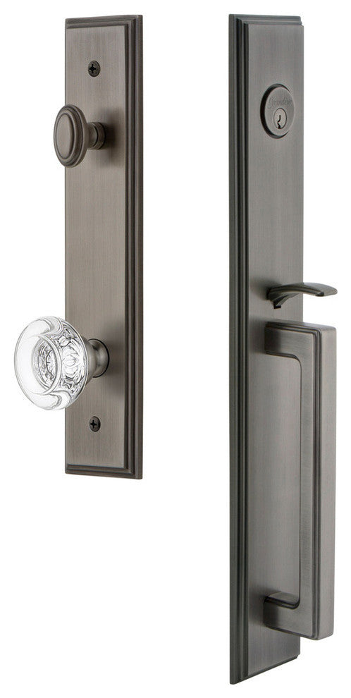 Carre' 1-Piece Dummy Handleset, D Grip and Bordeaux Knob, Antique Pewter, 848872