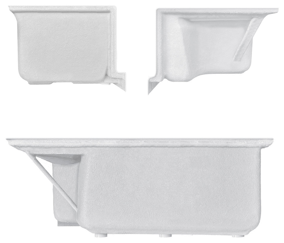 Single Threshold Acrylic Non-Slip Shower Base, Seat 60 x 32, Left Hand Drain