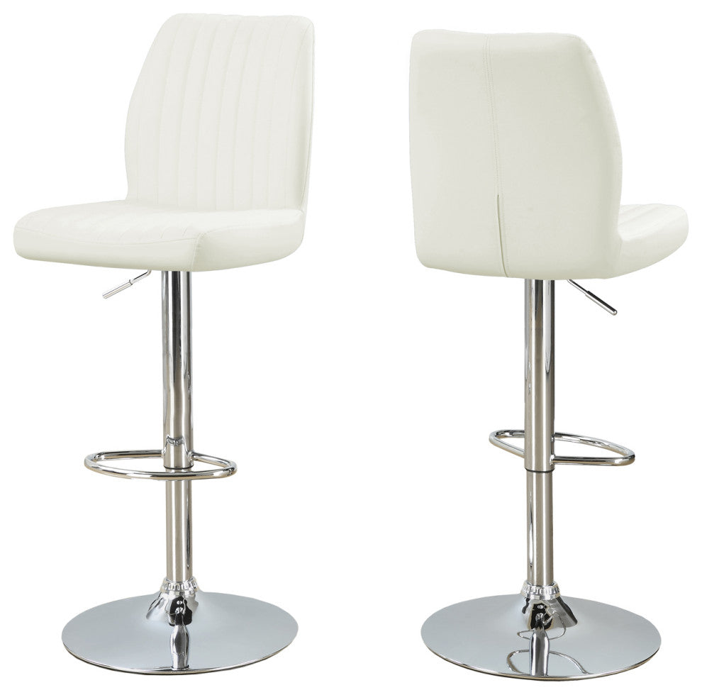 44" x 35.5" x 80" White Foam Metal Leather Look Barstool 2pcs
