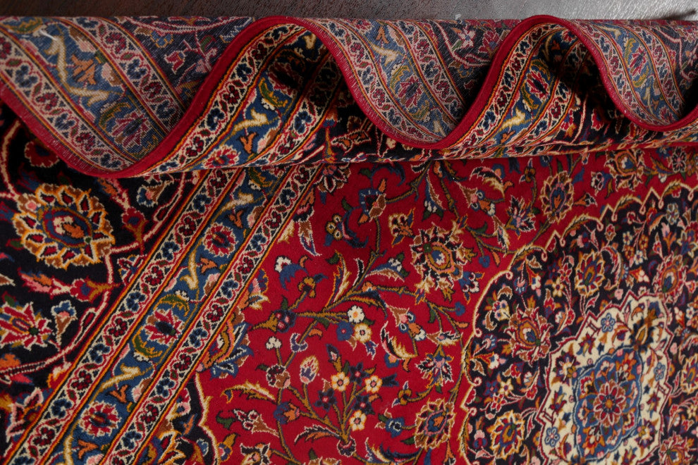 Consigned, Handmade Oriental Persian Vintage-Style Area Rug, Red, 10x13
