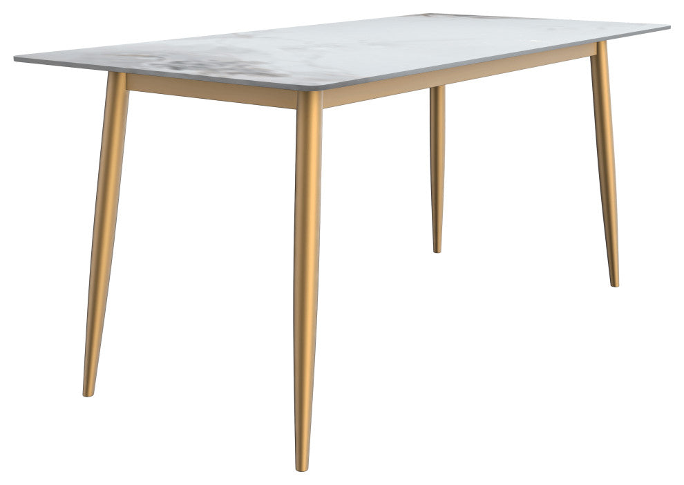 Zayle Dining Table with Rectangular Tabletop in Steel, Medium Grey, 71" Wide