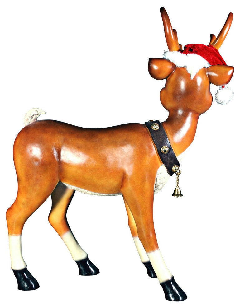 Santa's Christmas Red-Nosed Reindeer Statue