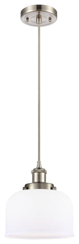 Large Bell 1-Light Mini Pendant, Brushed Satin Nickel, Matte White
