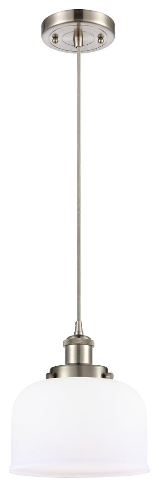 Large Bell 1-Light Mini Pendant, Brushed Satin Nickel, Matte White