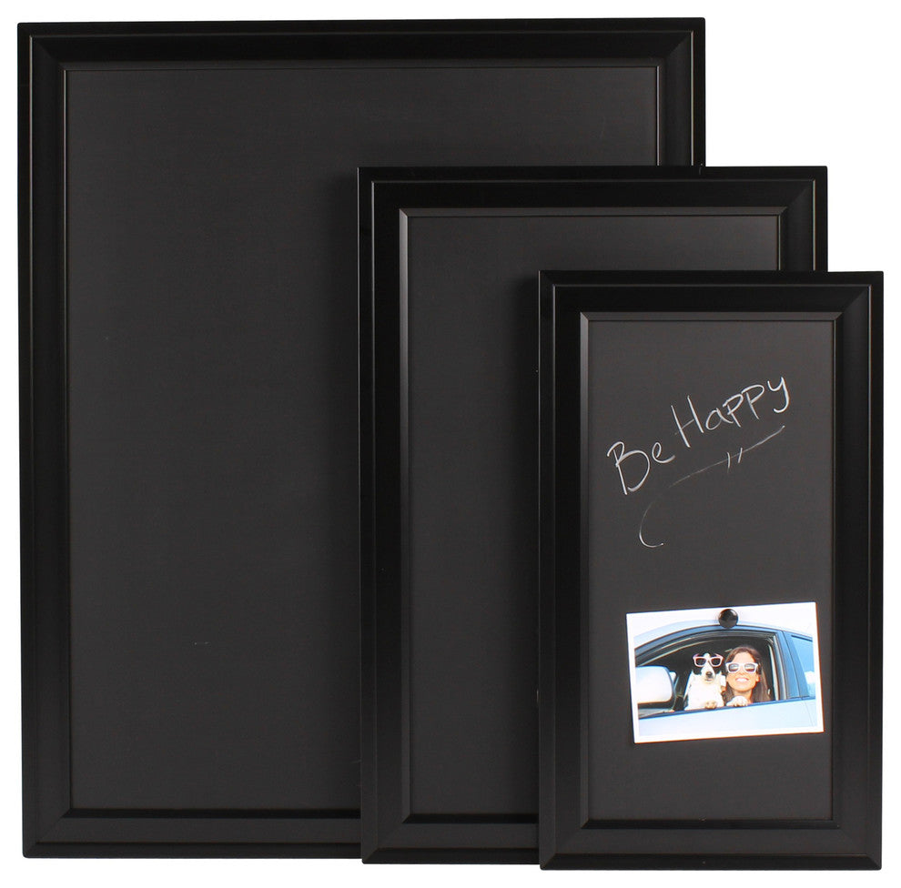 Bosc Wall Mounted Framed Magnetic Chalkboard, Black, 27.5x18.5