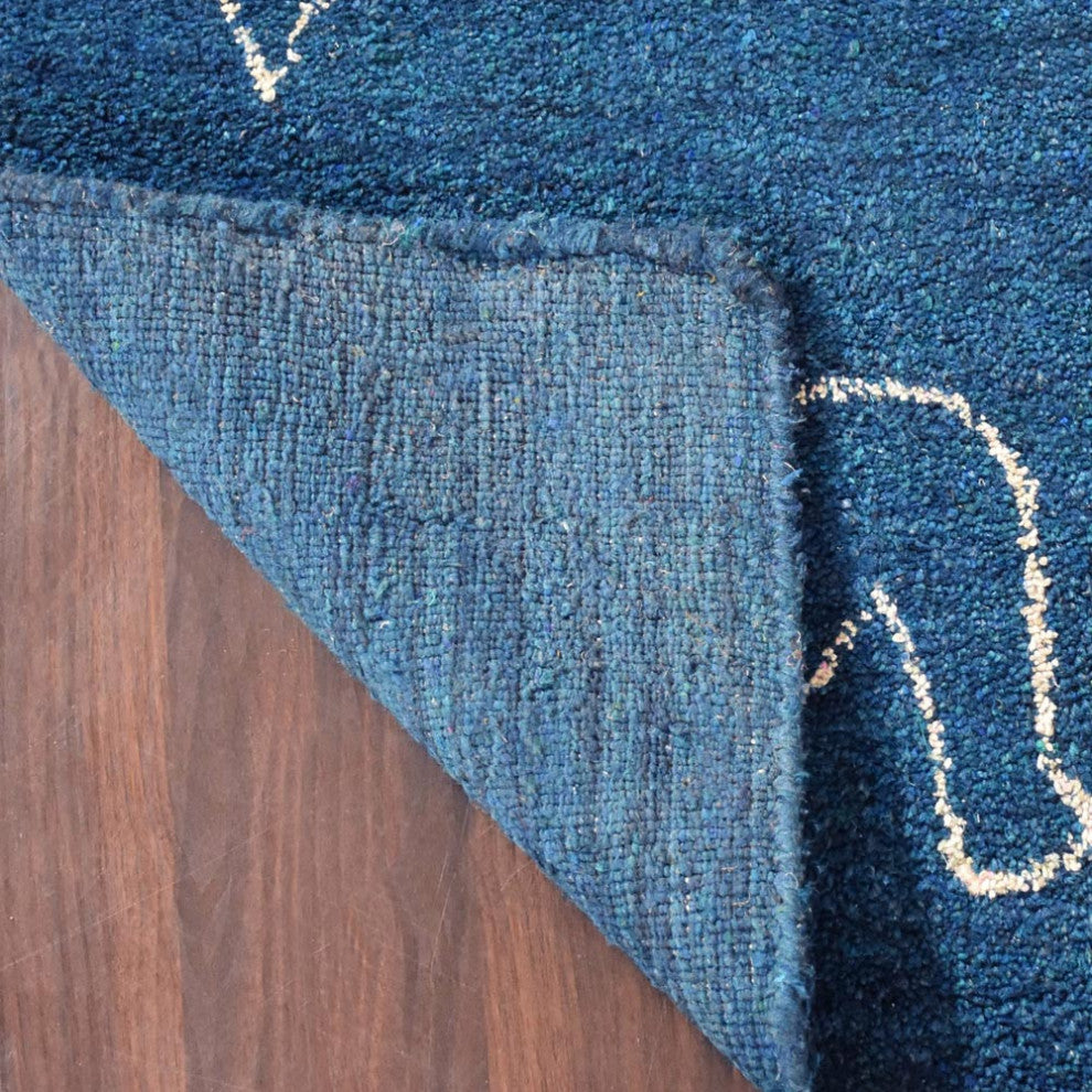 HAND KNOTTED LOOM SILK ECO-FRIENDLY RUGS-6'x9',Rectangle,Blue White,Contemporary