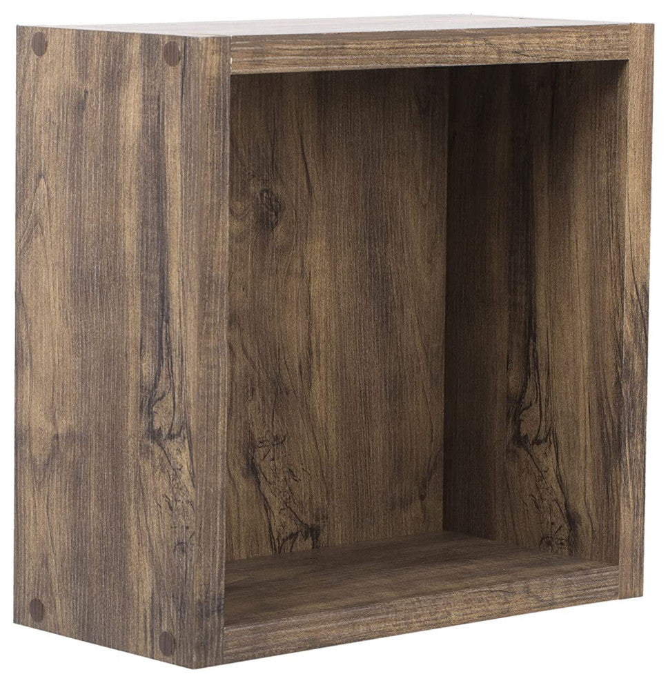 Small Square Cubbi Floating Wall Shelf, 5.8"L x 11.8"W x 11.8"H, Brown