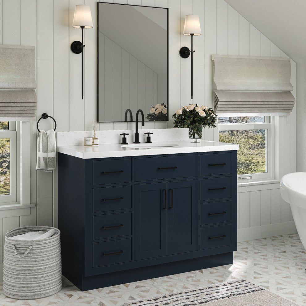 Ariel Hepburn 48"  Single Oval Sink Vanity, Carrara Quartz
