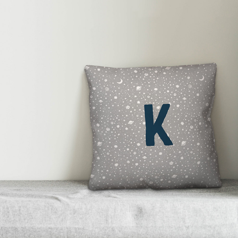 Monogram K Space Doodle 16x16 Spun Poly Pillow