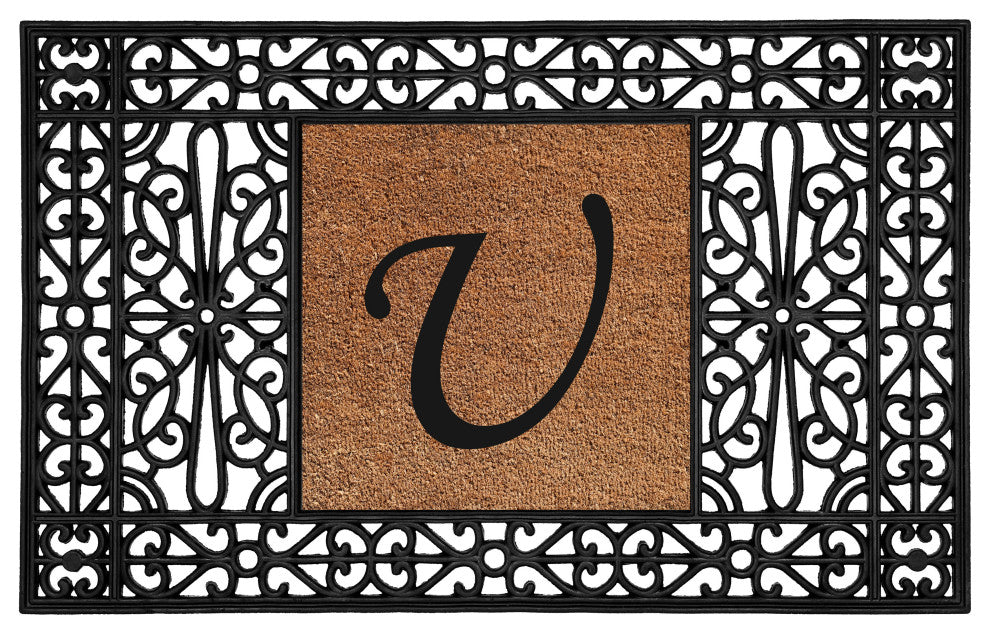 Calloway Mills Duchess Monogram Doormat 30"x48", Letter U