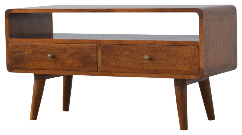 Curved Chestnut Media Unit