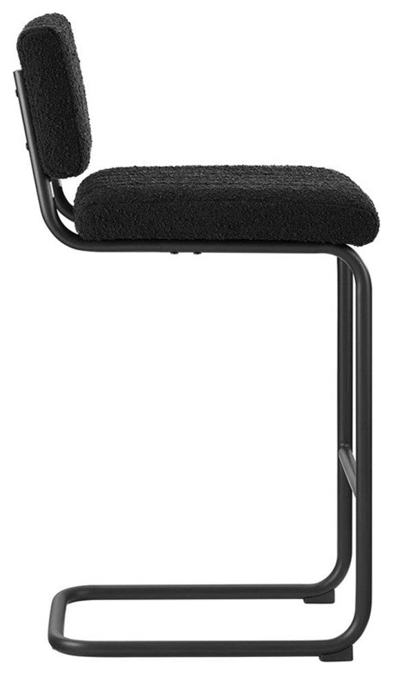 Modway Parity 28" Upholstered Fabric Counter Stool in Black (Set of 2)