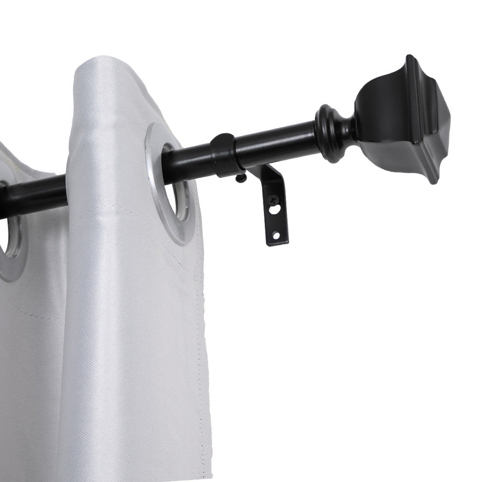 UTOPIA ALLEY 3/4" Single Adjustable Curtain rods for Windows, Black, 48"-86"