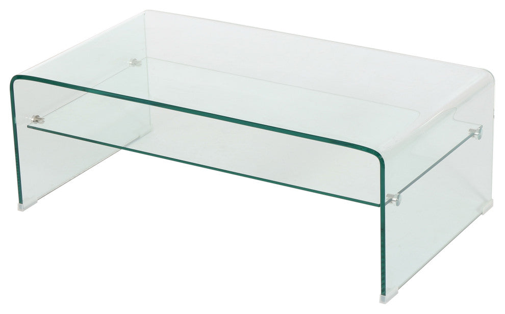 GDF Studio Classon Glass Rectangle Coffee Table With Shelf