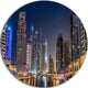 Dubai Downtown In Summer Night, Cityscape Photo Round Wall Art, 11"