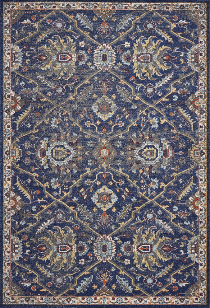 HomeRoots 5'x8' Royal Blue Machine Woven Traditional Indoor Area Rug