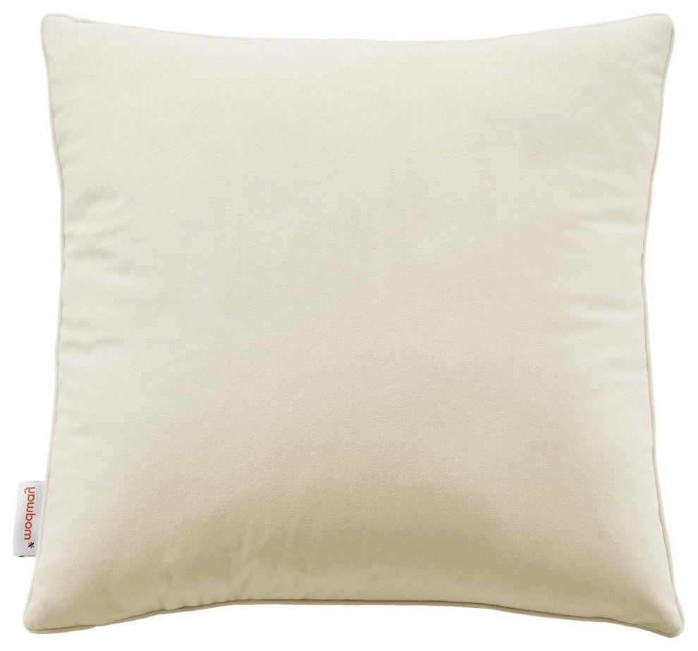 Accent Throw Pillow, Velvet, Ivory White, Modern, Living Lounge Hospitality