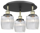 Innovations Colton 3 17.25" Flush Mount Black Antique Brass