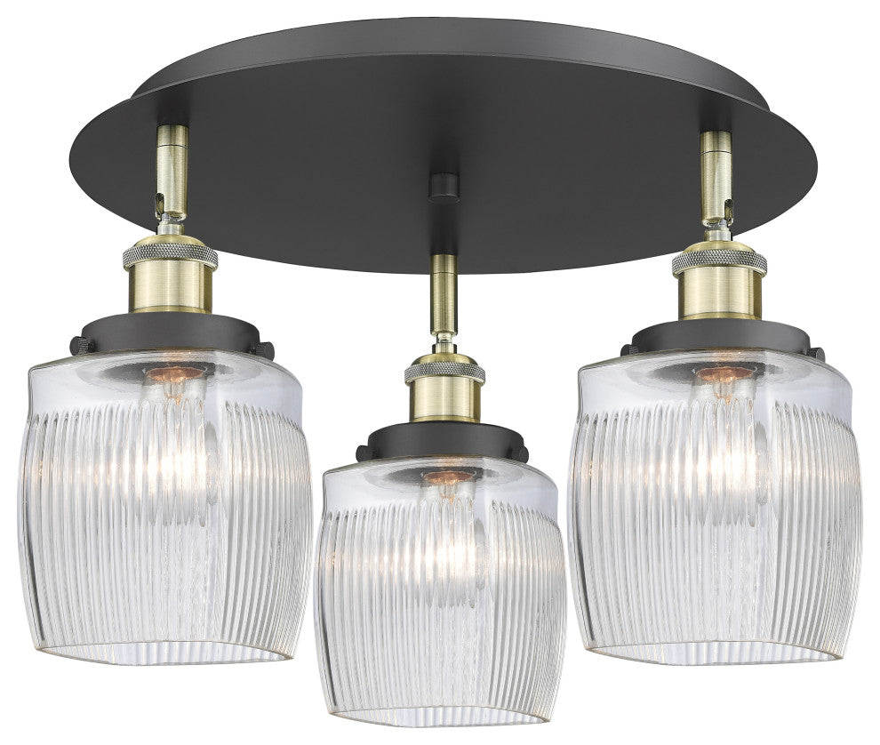 Innovations Colton 3 17.25" Flush Mount Black Antique Brass