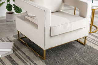 Adadon Velvet Upholstered Armchair - Cream
