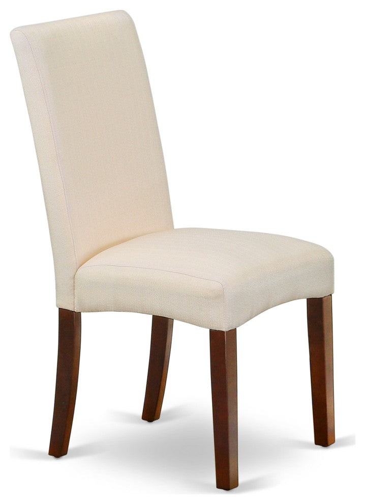 Parson Chair With Mahogany Finish Leg And Linen Fabric- Cream Color - Set Of 2