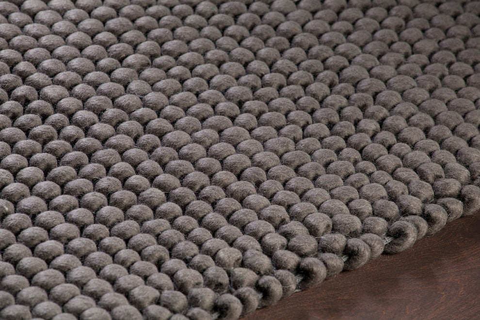 Quina Handwoven Contemporary Shag Rug, Gray, Rectangular 9'x13'