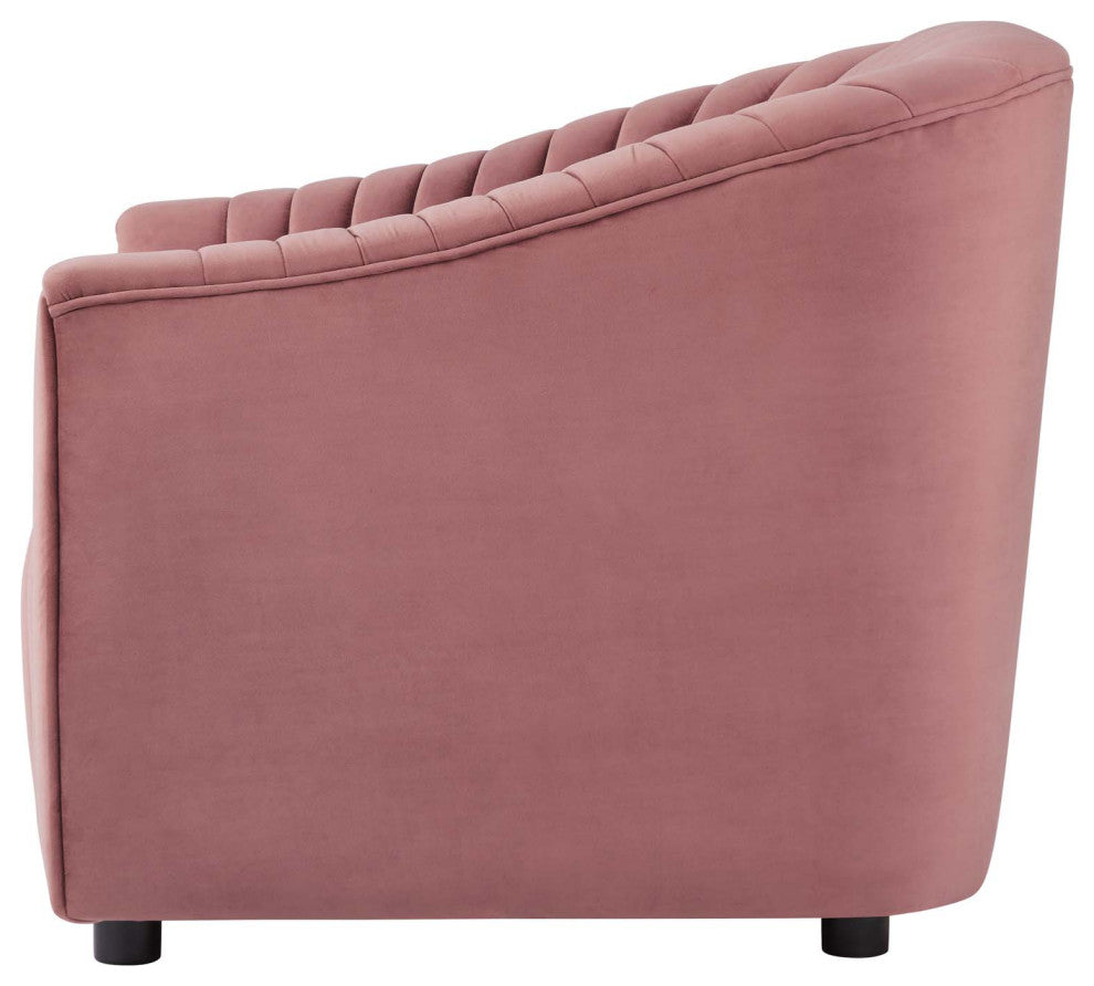 Armchair Accent Tufted Chair, Pink, Velvet, Modern, Mid Century Hotel Lounge