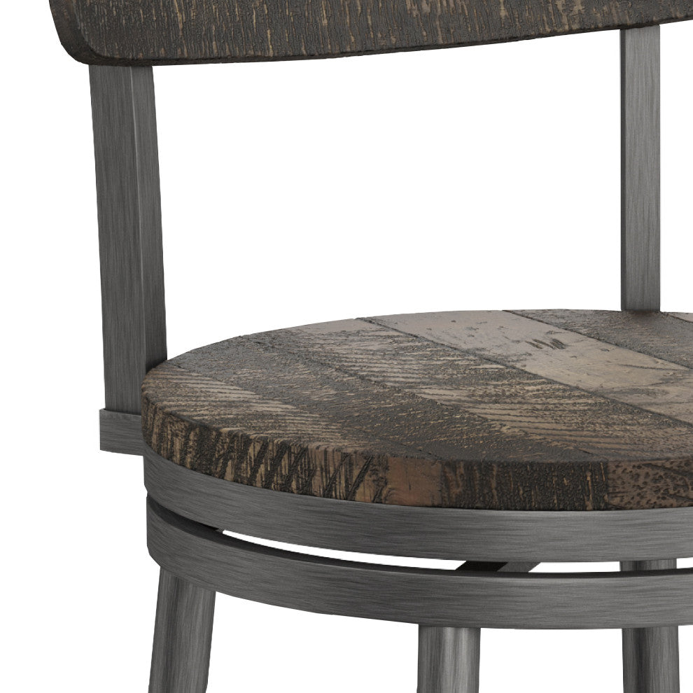 Hillsdale Jennings Wood and Metal Counter Height Swivel Stool with Wood Seat