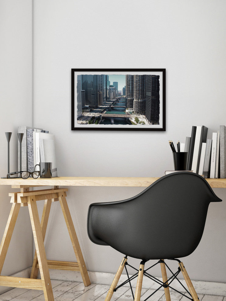 "Chicago Bridges" Framed Painting Print, 45x30