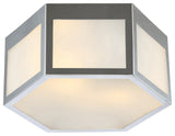Minimo Hexagon Metal and Frosted Glass LED Flush Mount, Chrome, Width: 15.75"