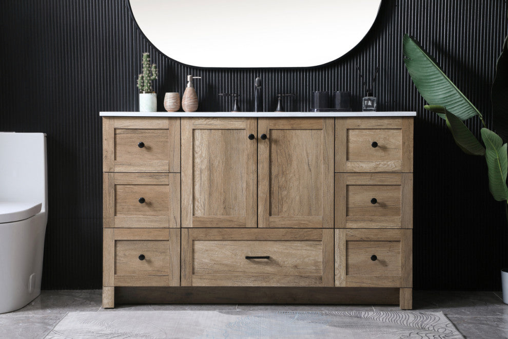 Home Living 54" Single Bathroom Vanity, Natural Oak