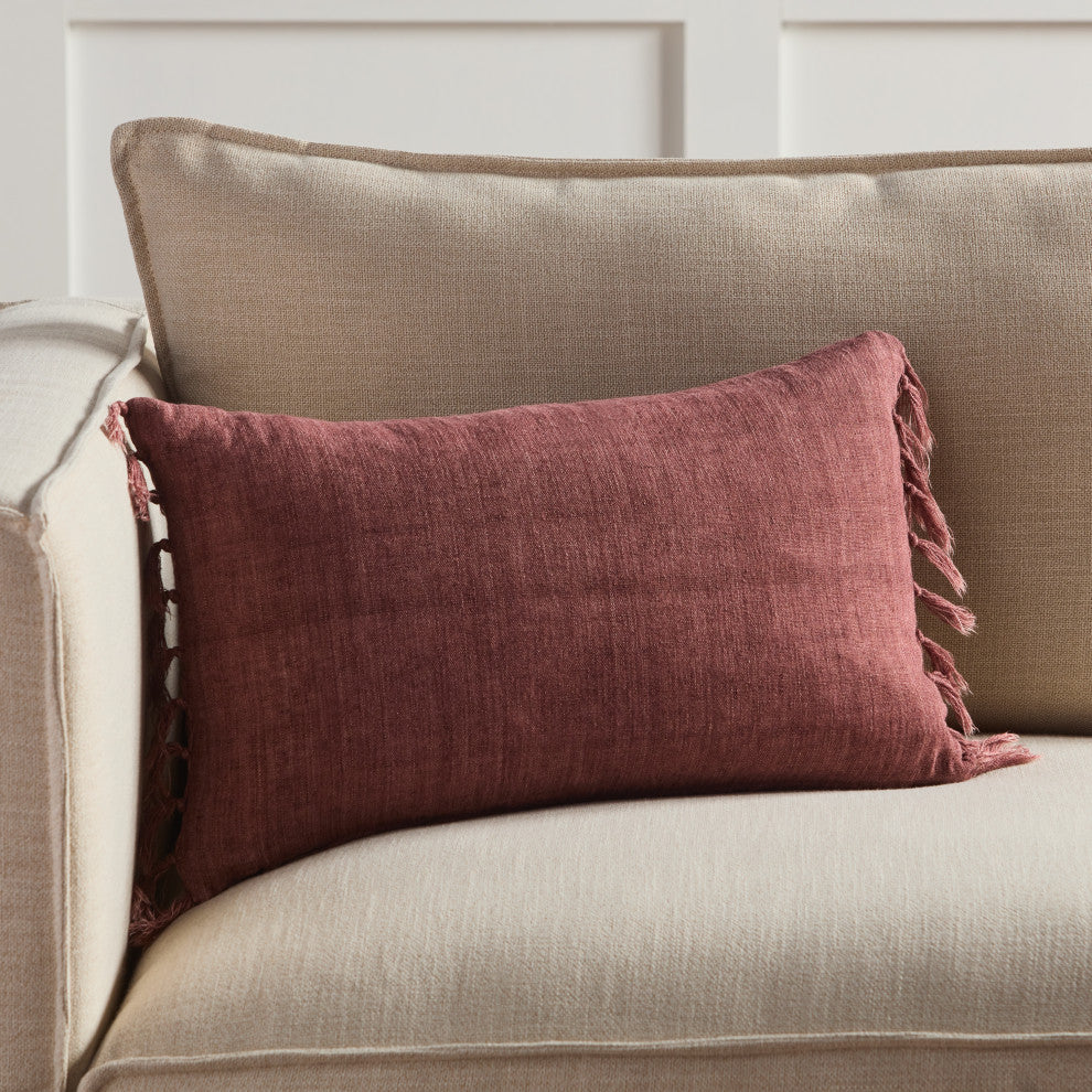 Jaipur Living Majere Solid Rose Poly Fill Pillow 13"X21" Lumbar