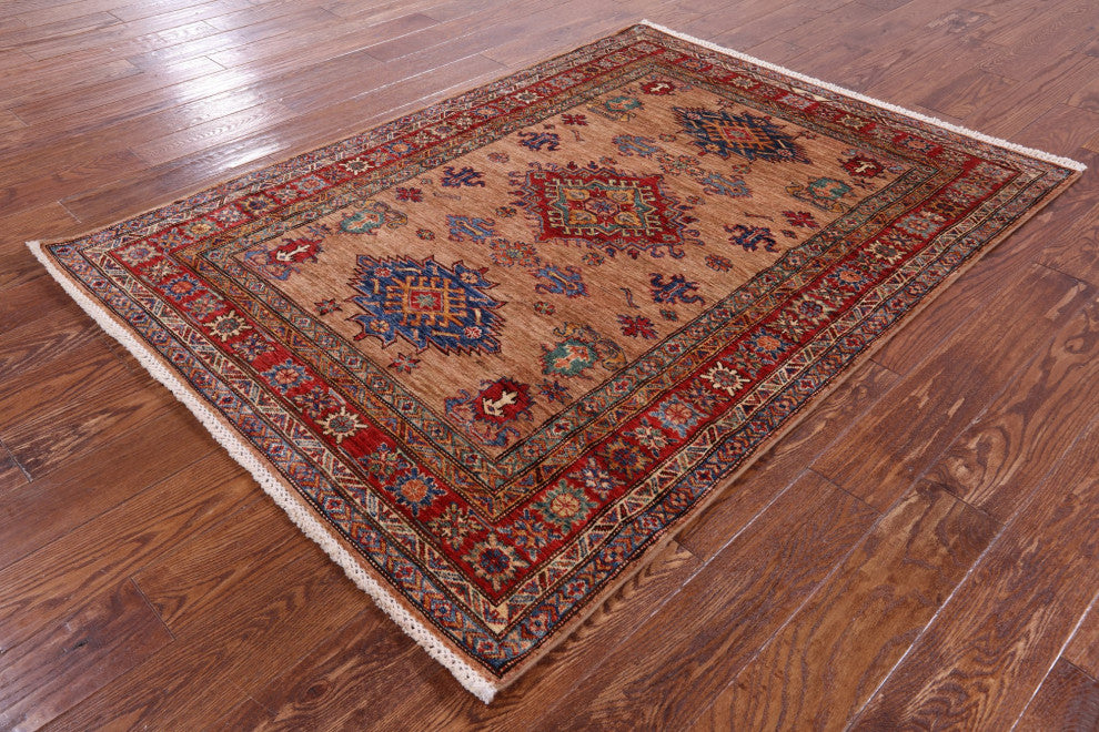 4' 3" X 5' 9" Super Kazak Handmade Wool Rug - Q12976