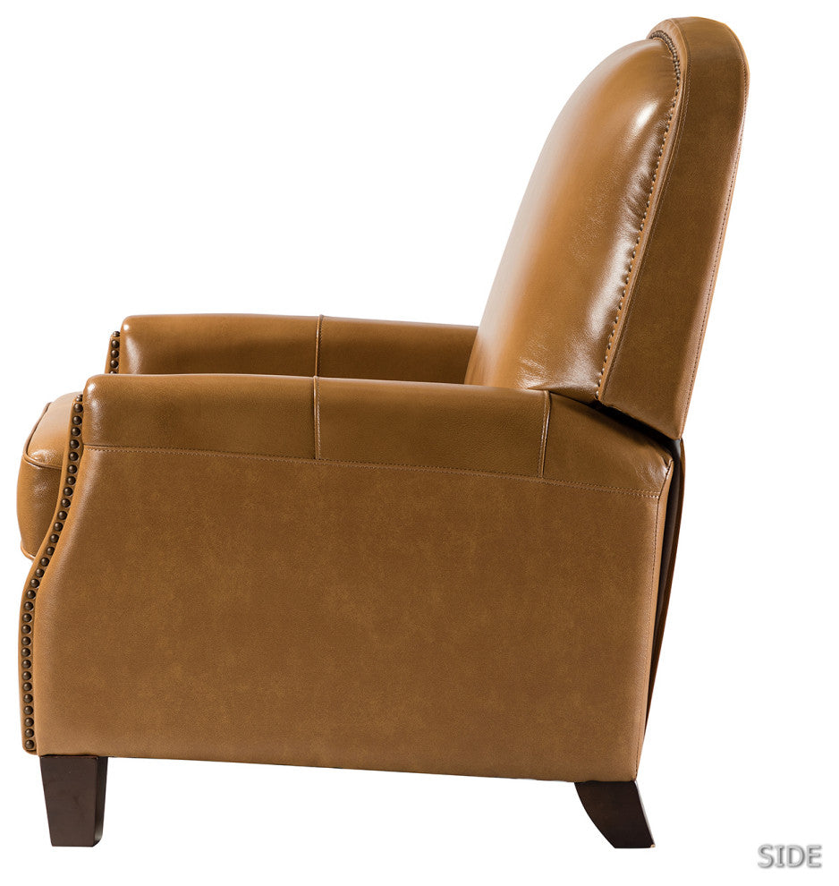 Genuine Leather Cigar Recliner, Home Theater Seating, Set of 2, Camel