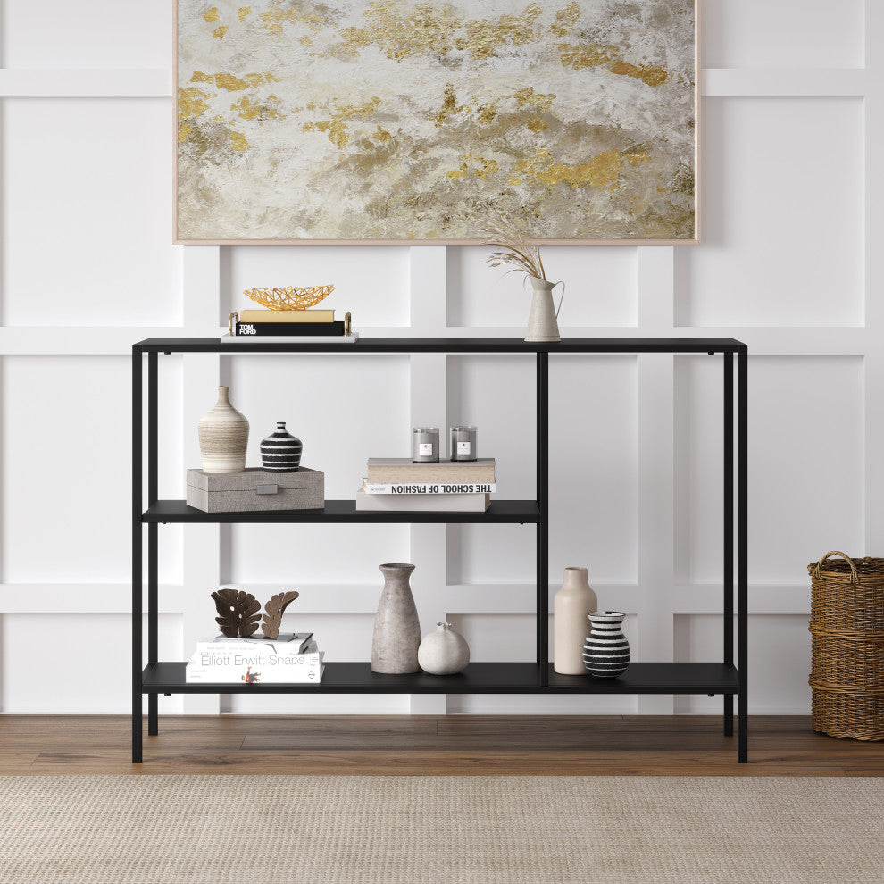 Rustic Metal Console Table With Shelves 47x12x32