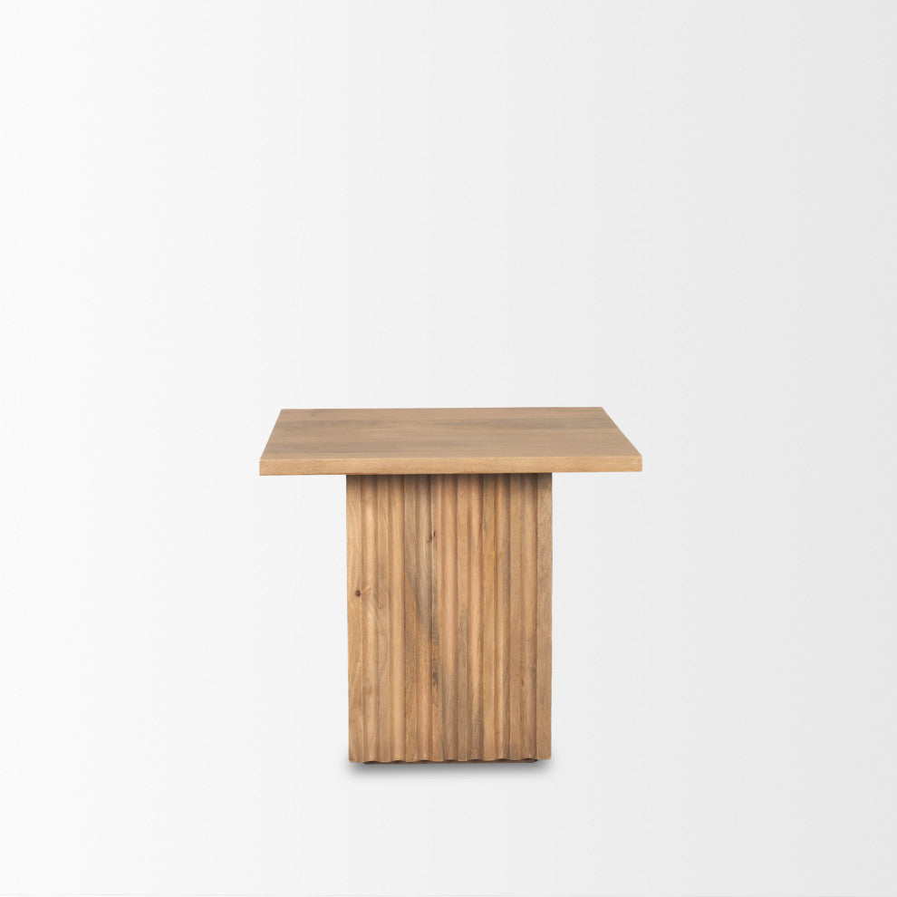 June Light Brown Wood With Fluting Square Side Table