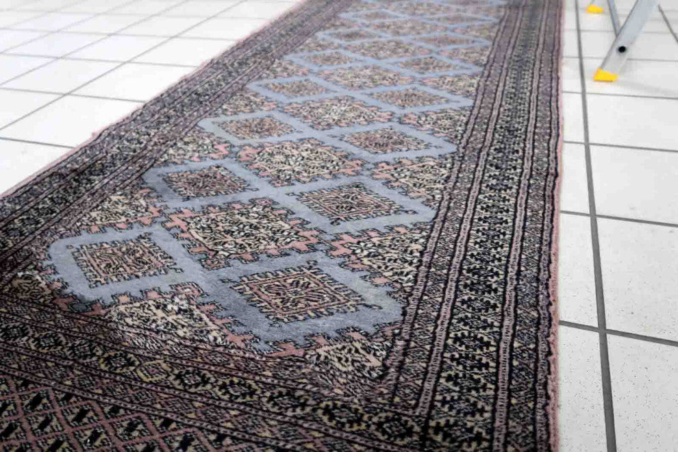 Handmade Vintage Uzbek Bukhara Runner 2.4'x8', 75cmx244cm 1960s